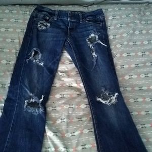 american eagle.ripped jeans. bootcut jeans. X-long
